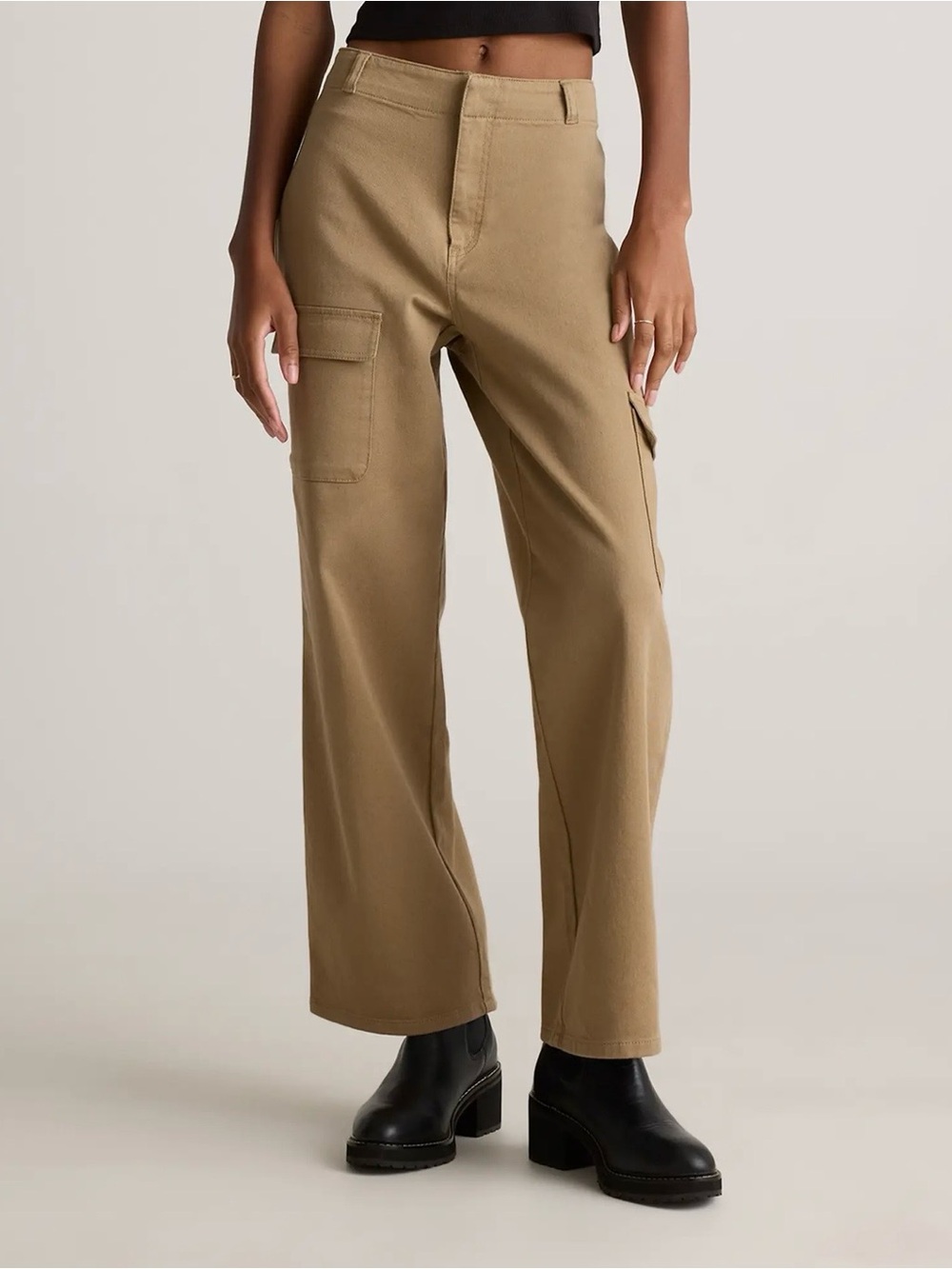 Quince Organic Stretch Cotton Twill Cargo Pants Light Khaki